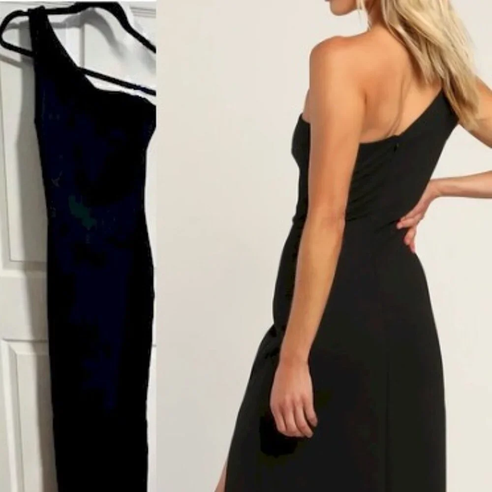 Lulus Good Times Only Black One-Shoulder Maxi Dress XXS No Size Tag - Picture 6 of 7
